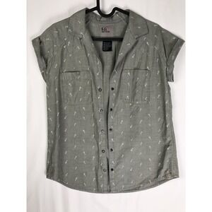 5.11 Tactical Cuff Key Short Sleeve Shirt Women XS Gray Chambray Button Up